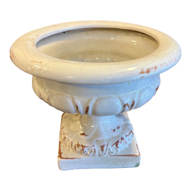 Late 19th Century White Pedestal Base Urn Planter For Sale