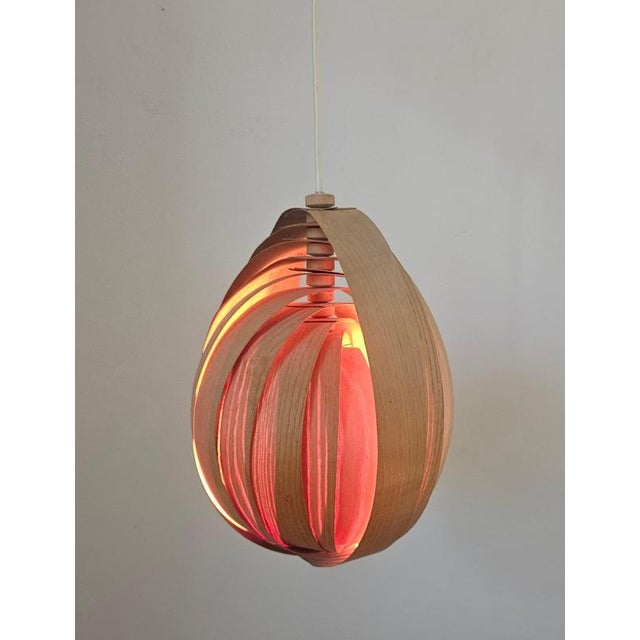 Vintage Wooden Pendant Light in the style of Hans-Agne Jakobsson, Sweden, 1960s For Sale - Image 9 of 14
