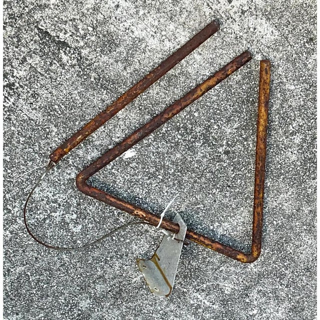 Metal Vintage Rusted Metal Triangle Dinner Bell For Sale - Image 7 of 12