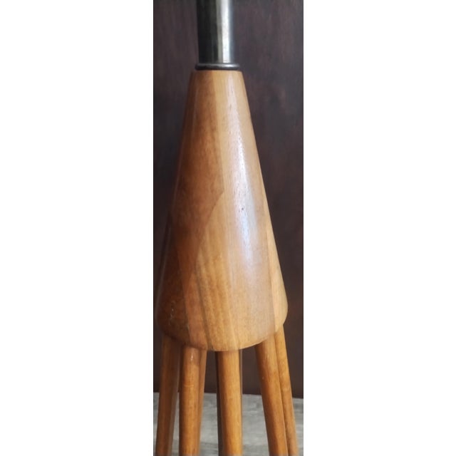 Mid-Century Modern Mid Century Modern Scandi Large Teak Wood Table Lamp Atomic For Sale - Image 3 of 13