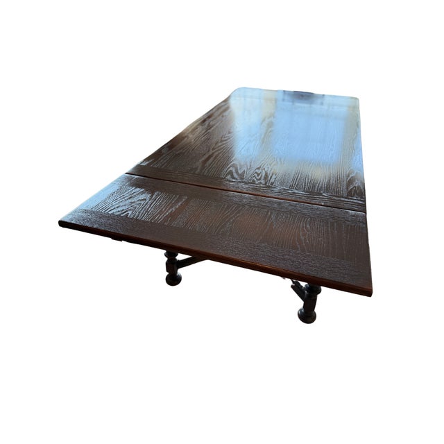 Jacobean Vintage 1930s Bernhardt Jacobean Dining Table & 6 Chairs, Original, Professionally Reupholstered - Set of 7 For Sale - Image 3 of 18