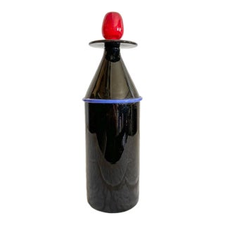 1985 Postmodern Lino Tagliapietra & Marina Angelin for Effetre Murano Glass Decanter, Signed For Sale