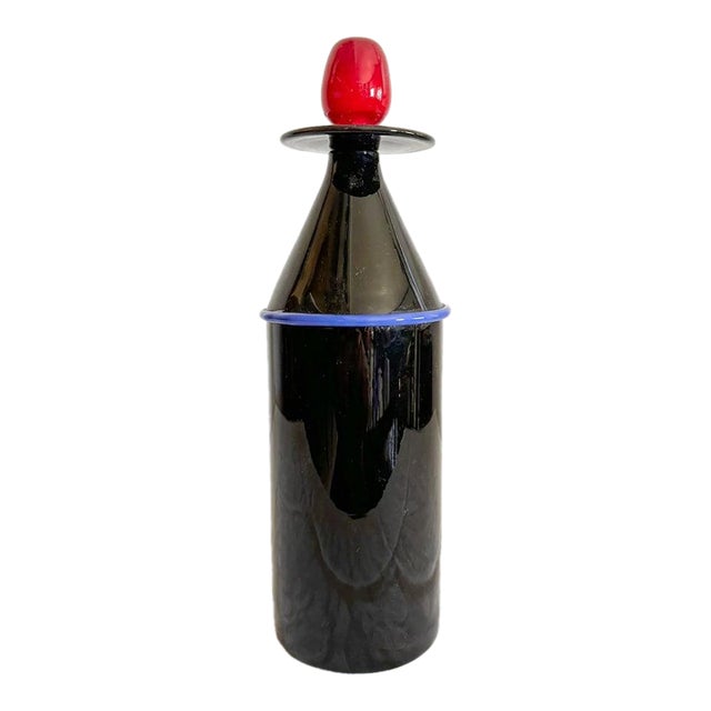 1985 Postmodern Lino Tagliapietra & Marina Angelin for Effetre Murano Glass Decanter, Signed For Sale