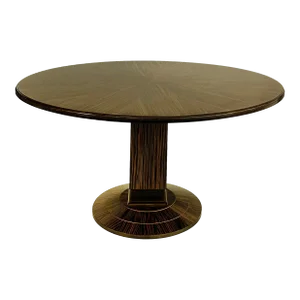 Pregno Srl Macassar Ebony Round Pedestal Dining Table, Italy Art Deco Style