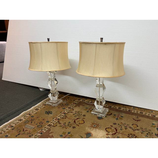 Ethan Allen Ethan Allen Crystal Table Lamps, Pair For Sale - Image 4 of 14