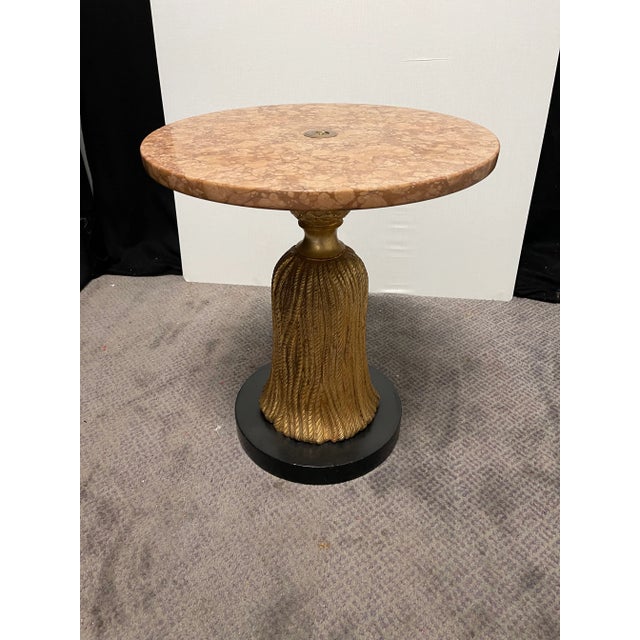 Mid-Century Modern 1950s Mid Century Modern Italian Tassel Side or Martini Table With Marble Top For Sale - Image 3 of 5