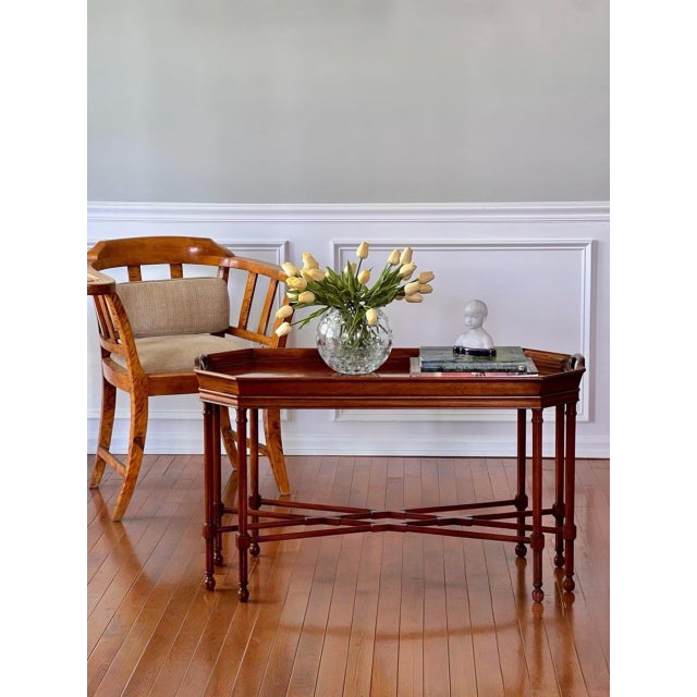 Late 20th Century George III Style Mahogany Fixed Tray Top Cocktail Table With Inlay by Drexel For Sale - Image 11 of 12
