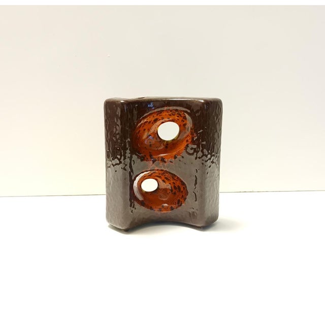 1970s Vintage Brown and Orange Glazed Ceramic Vase by Giovanni Bertoncello, 1970s For Sale - Image 5 of 8