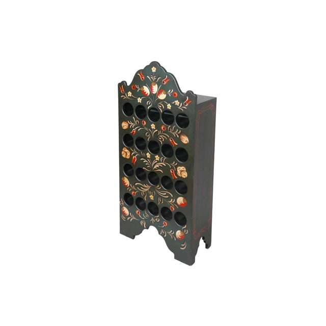 A Spanish polychromatic wine rack cabinet or “Botellero Suelo” by Lora Crafts of Seville, Spain. Hand crafted and made of...