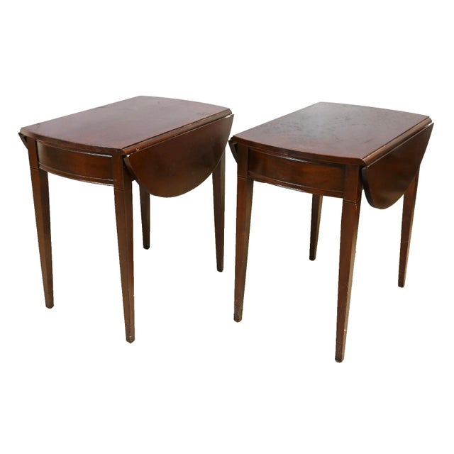 Hickory Chair Furniture Company Late 20th Century Share Pair of Hickory Chair Historical James River Plantations Pembroke Tables Inlay For Sale - Image 4 of 8