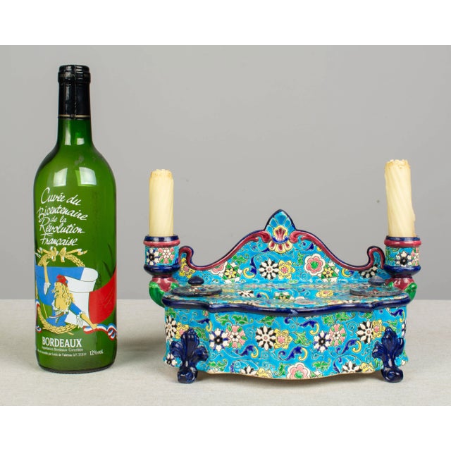19th Century French Longwy Ceramic Inkwell For Sale - Image 12 of 13