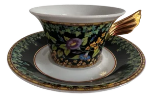 Gold Ivy Tea Cup and Saucer by Versace for Rosenthal, Set of 2