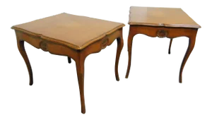 Louis XV Style Fruitwood Shell Carved Side Tables - a Pair