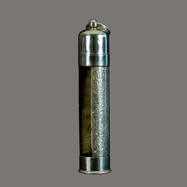 Victorian Engraved Silver Pocket Thermometer with Swivel Case, 1800s For Sale - Image 4 of 12