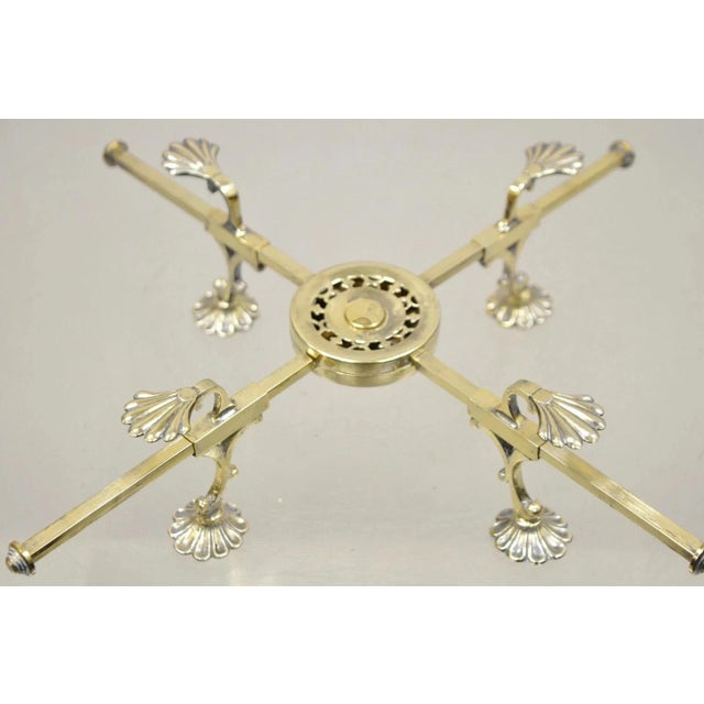 Mid 20th Century Vintage LFS LTD English Sheffield Brass Tone Metal Expandable Footed Trivet For Sale - Image 5 of 10