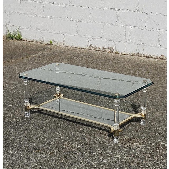 Italian Heavy Glass Coffee table Tommaso Barbi Style from the 80s Introduce sophistication to your living space with our...