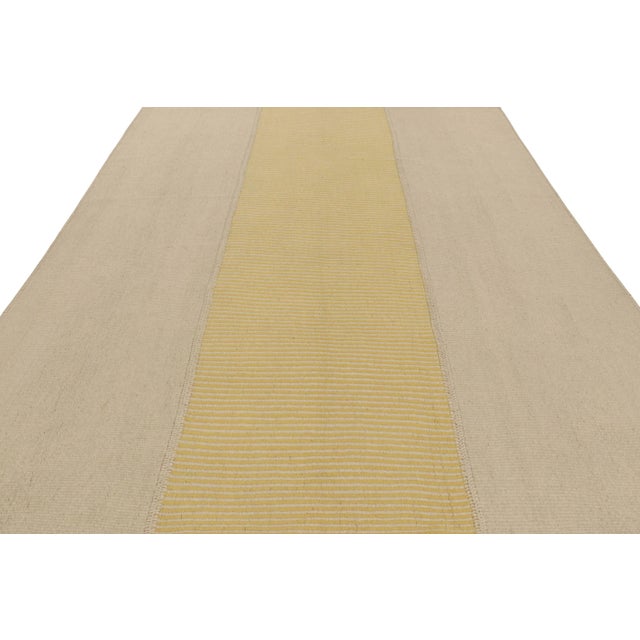 2010s Rug & Kilim’s Contemporary Kilim With Textural Beige and Yellow Stripes For Sale - Image 5 of 7