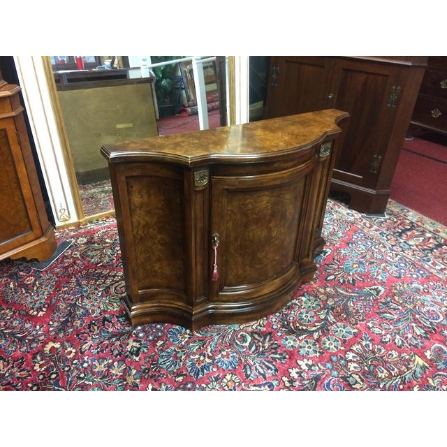 Brown Vintage Console Cabinet, Burl Walnut Narrow Cabinet For Sale - Image 8 of 12