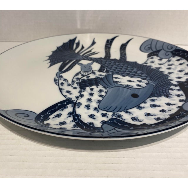 Contemporary 1980s Rabbit and Koi Contemporary Porcelain Charger For Sale - Image 3 of 8