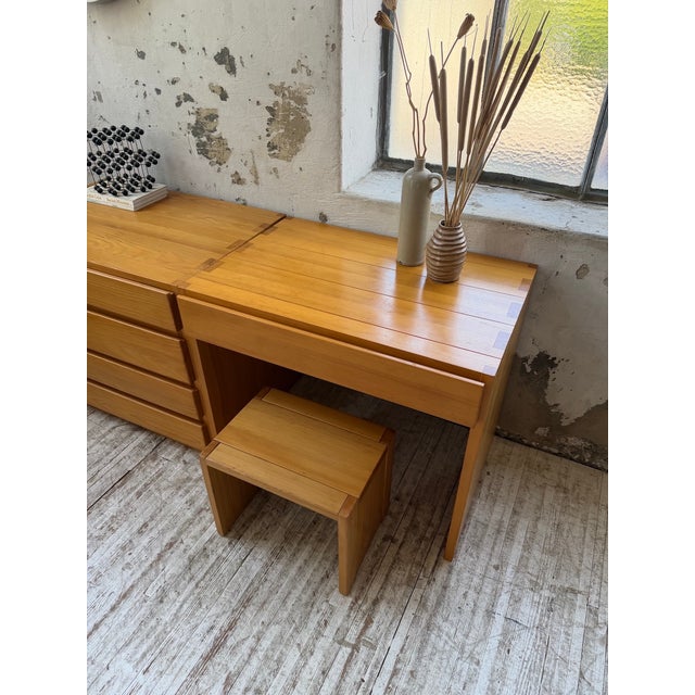 Savoie Desk, Chest of Drawers and Stool in Pine from Maison Regain, 1970s, Set of 4 For Sale - Image 13 of 18