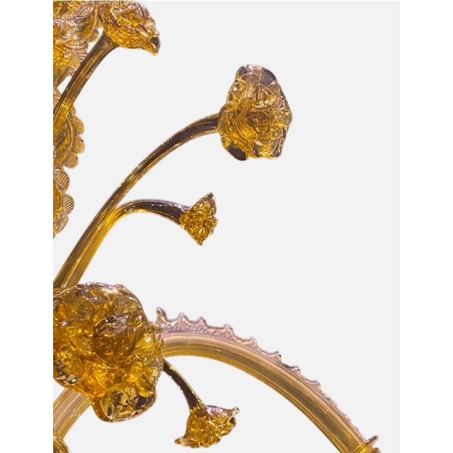 Vintage Italian Venetian Gold Murano Glass Floral Chandelier For Sale In Pittsburgh - Image 6 of 7