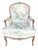 Shabby Chic Vintage Pair of Louis XV Style Floral Upholstered Bergère Accent Chairs in English Traditional Style For Sale - Image 3 of 18