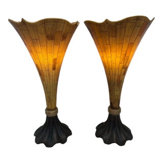 Mid 20th Century Art Nouveau-Style Torchiere Table Lamps - A Pair For Sale