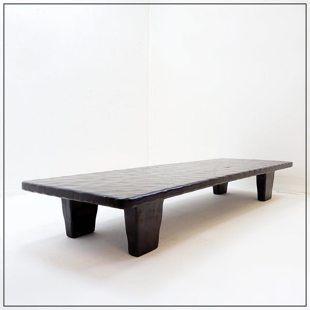 Large Coffee Table in Black Hammered Wood For Sale - Image 12 of 12