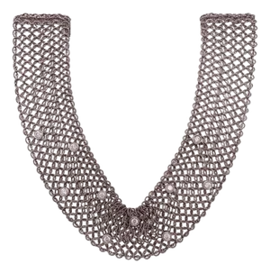 Estate Art Deco Style 18 Karat White Gold and Diamond Mesh Necklace