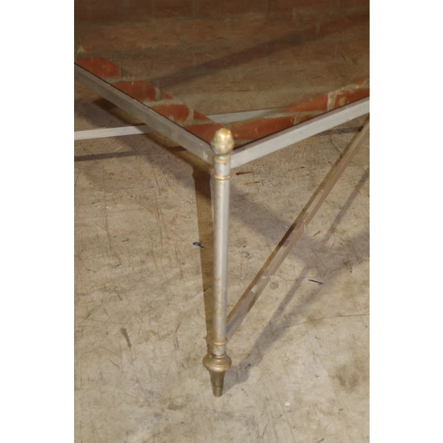 Hollywood Regency A Steel & Brass Coffee Table by Maison Jansen, France, 1950s For Sale - Image 3 of 13