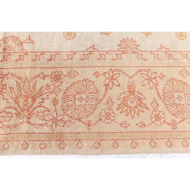 Textile Authentic Turkish Oushak Handmade Wool Rug For Sale - Image 7 of 8