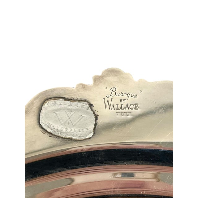 Vintage Wallace Baroque Silver Plate Mirrored Plateau Tray For Sale - Image 11 of 16