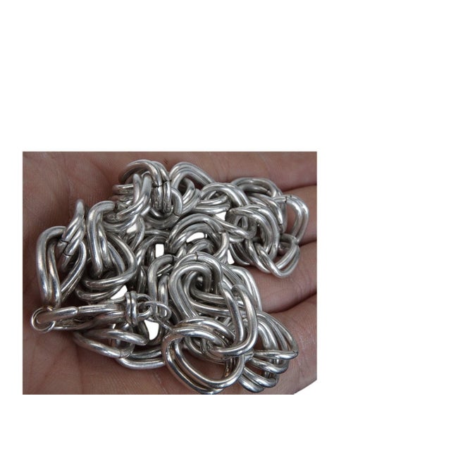 Metal 17" 97 gram Sterling Silver Double Chain link necklace For Sale - Image 7 of 7