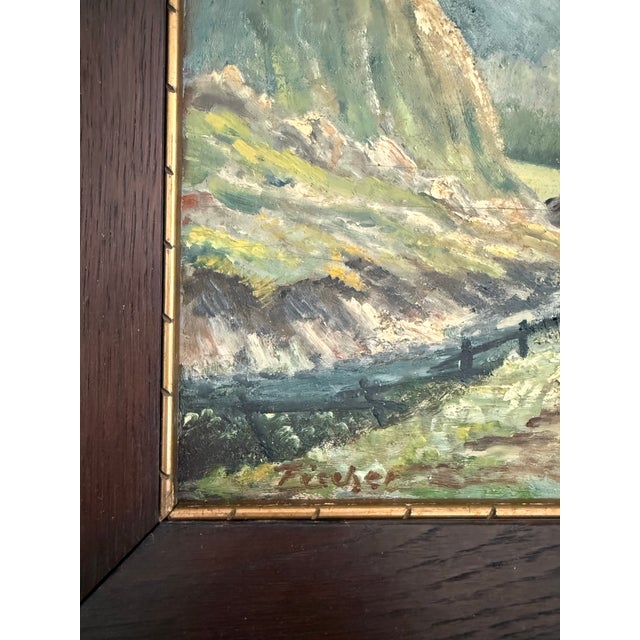 19th Century Late 19th Century German Alpine Oil Painting - Signed by Fische For Sale - Image 5 of 6