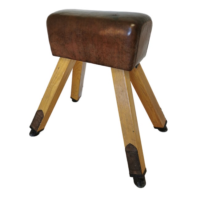 Vintage Leather Gym Pommel Horse, 1960s For Sale