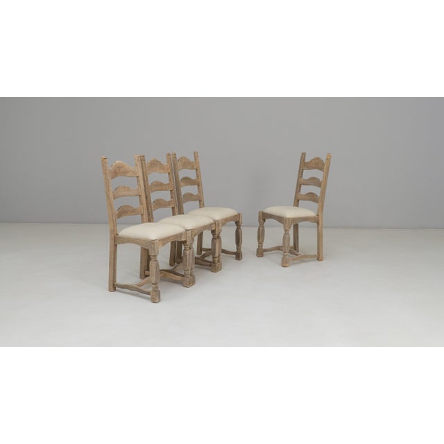 French Provincial 20th Century French Oak Dining Chairs With Upholstered Seats - Set of 4 For Sale - Image 3 of 18