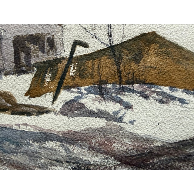 1940s Modern Impressionist Winter Landscape Painting Signed For Sale - Image 4 of 15