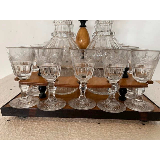 Charles X Style Liquor Cabinet in Lemonwood Veneer, 1800s, Set of 19 For Sale - Image 11 of 13