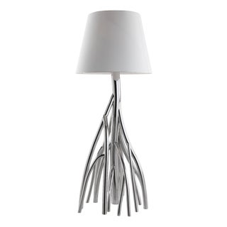 Mangrovia Floor Lamp in Polished Stainless Steel and Linen by Barberini & Gunnell For Sale