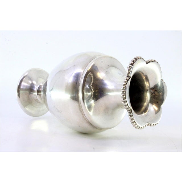 Rounded Silver Jug with Pearly Rim and Circular Base For Sale - Image 3 of 7