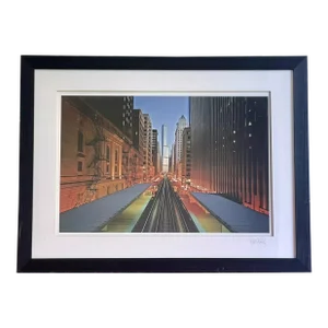 Orig Fine Art Photograph Chicago El Streetscape Photojournalism Framed 36” X 27”