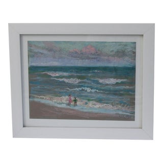 1986 "Sanibel Island Beach" Oil Pastel Drawing by John Elliot, Opa, Framed For Sale