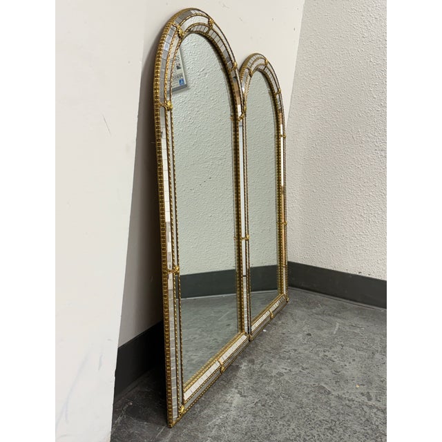 Hollywood Regency Double Arched Wall Mirror For Sale - Image 4 of 12