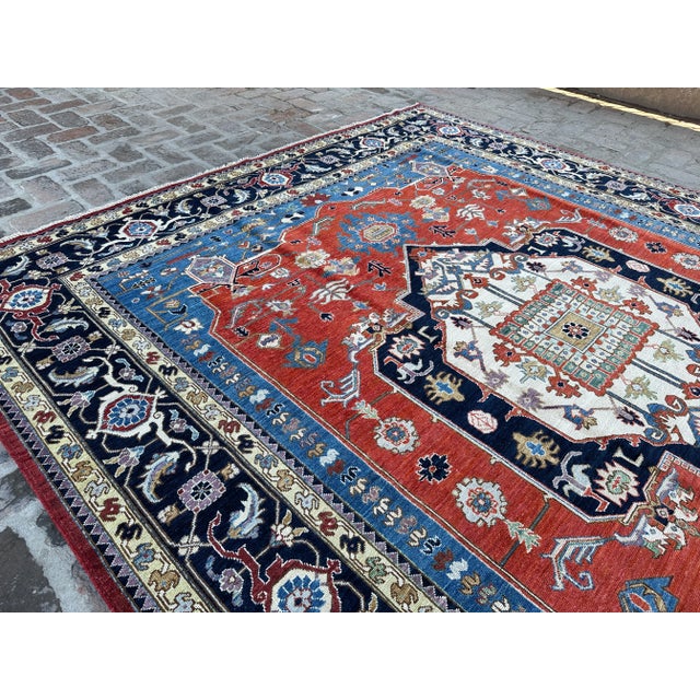 Southwestern Heriz Large Area Rug 6'9x8'6 For Sale - Image 4 of 6