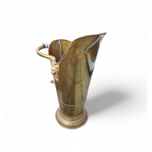 Antique Dutch Brass Umbrella Stand with Delft Blue Ceramic Handles, Netherlands, 1890 For Sale - Image 10 of 18