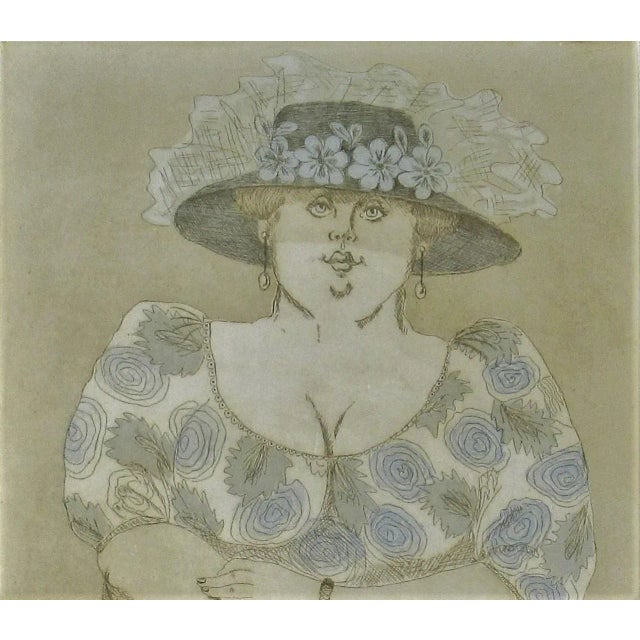 Expressionism Norha Beltran, Woman with Fruits, Circa 1980 For Sale - Image 3 of 7