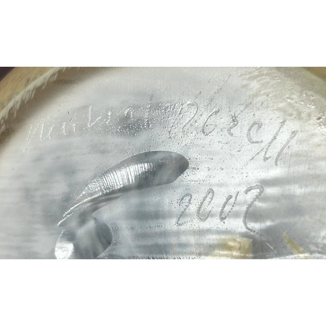 Purple 2002 Michael Rozell Art Glass Contemporary Style Fossil Line Footed Bowl (American) For Sale - Image 8 of 8