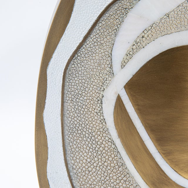 Metal Modern Vase in Shagreen With Mother of Pearls and Brass Details by R&y Augousti For Sale - Image 7 of 7