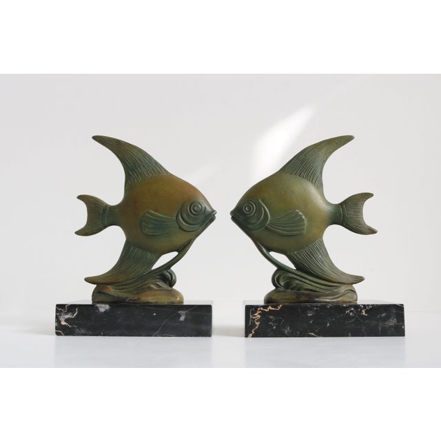 Stylish & Timeless! These French Art Deco Angelfish bookends from the 1930s. Marvelous Art Deco design with the right...