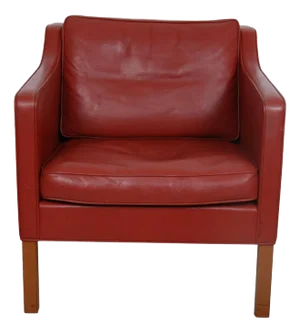 2321 Lounge Chair in Red Leather by Børge Mogensen, 1980s